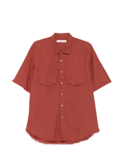 original vintage style gingham-check frayed-edge shirt