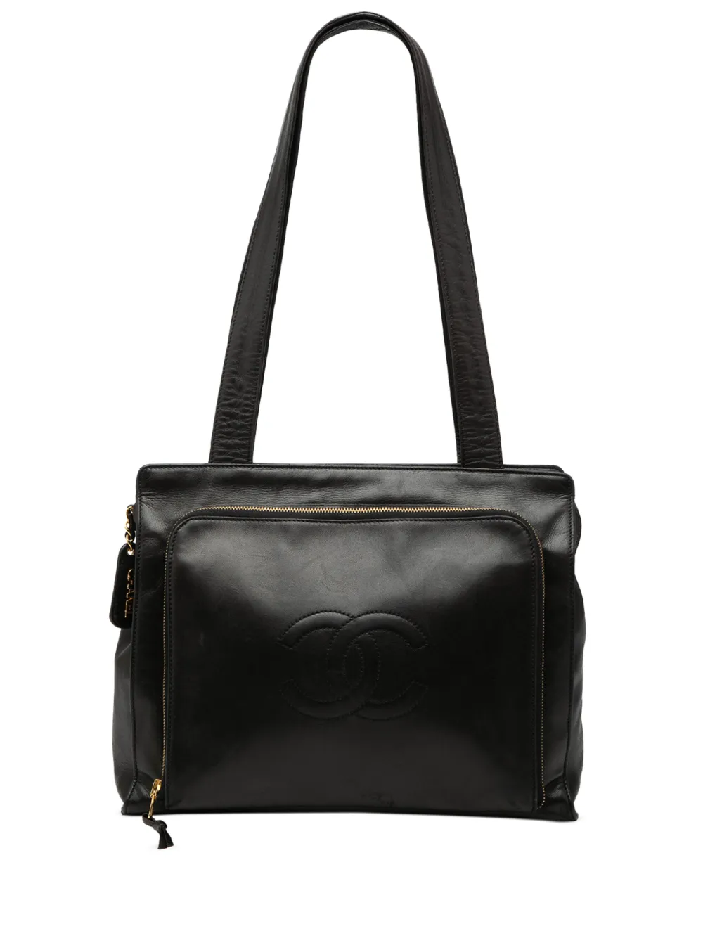 CHANEL Pre-Owned 1996-1997 CC Lambskin Front Zip Pocket tote bag - Nero