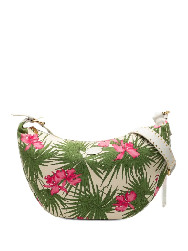 Celine Pre-owned 20th Century Floral Printed Canvas Crossbody Bag in White