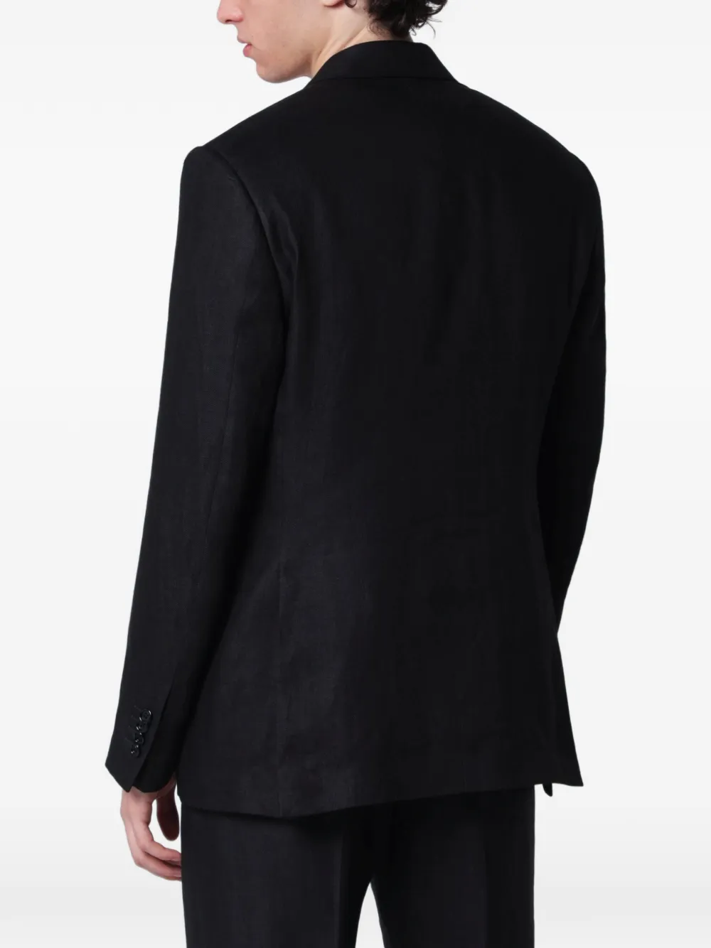 Lardini single-breasted Linen Blazer | Black | FARFETCH JO