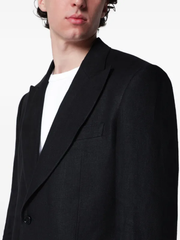Lardini single-breasted Linen Blazer | Black | FARFETCH JO