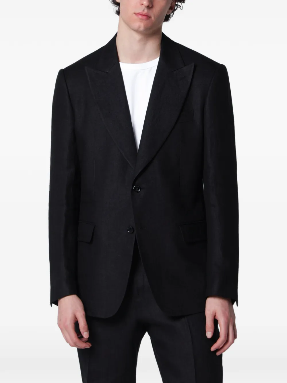 Lardini single-breasted linen blazer - Nero