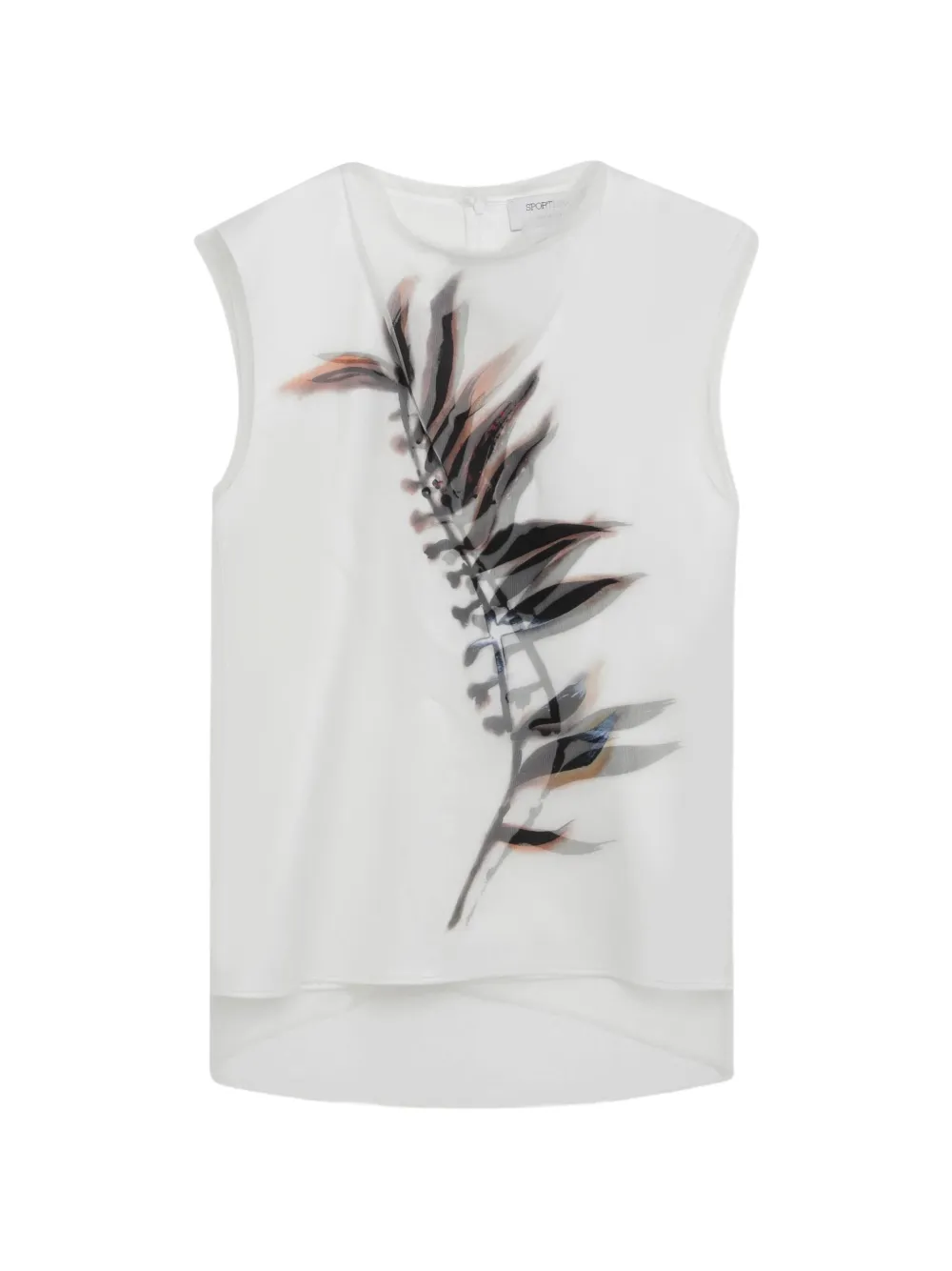 Sportmax sleeveless double-layer satin and tulle top - Bianco