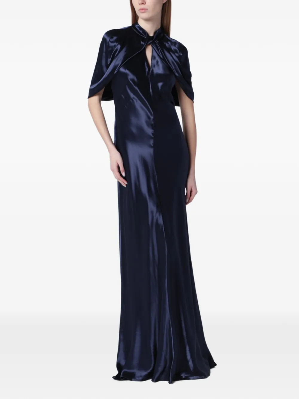 Alberta Ferretti cape detail maxi dress - Blu