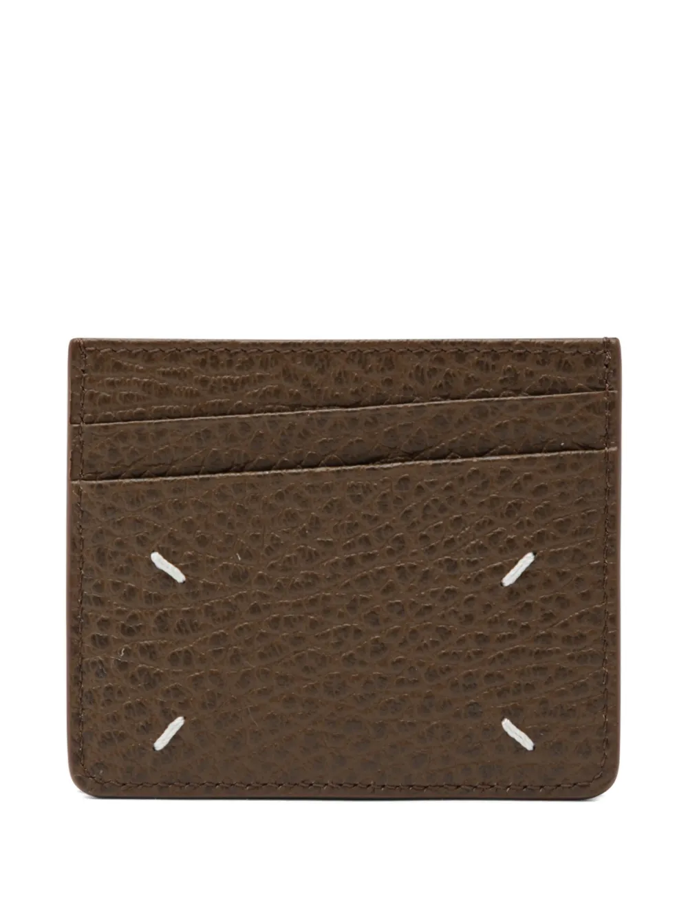 Maison Margiela Four-Stitch grained leather card holder - Marrone