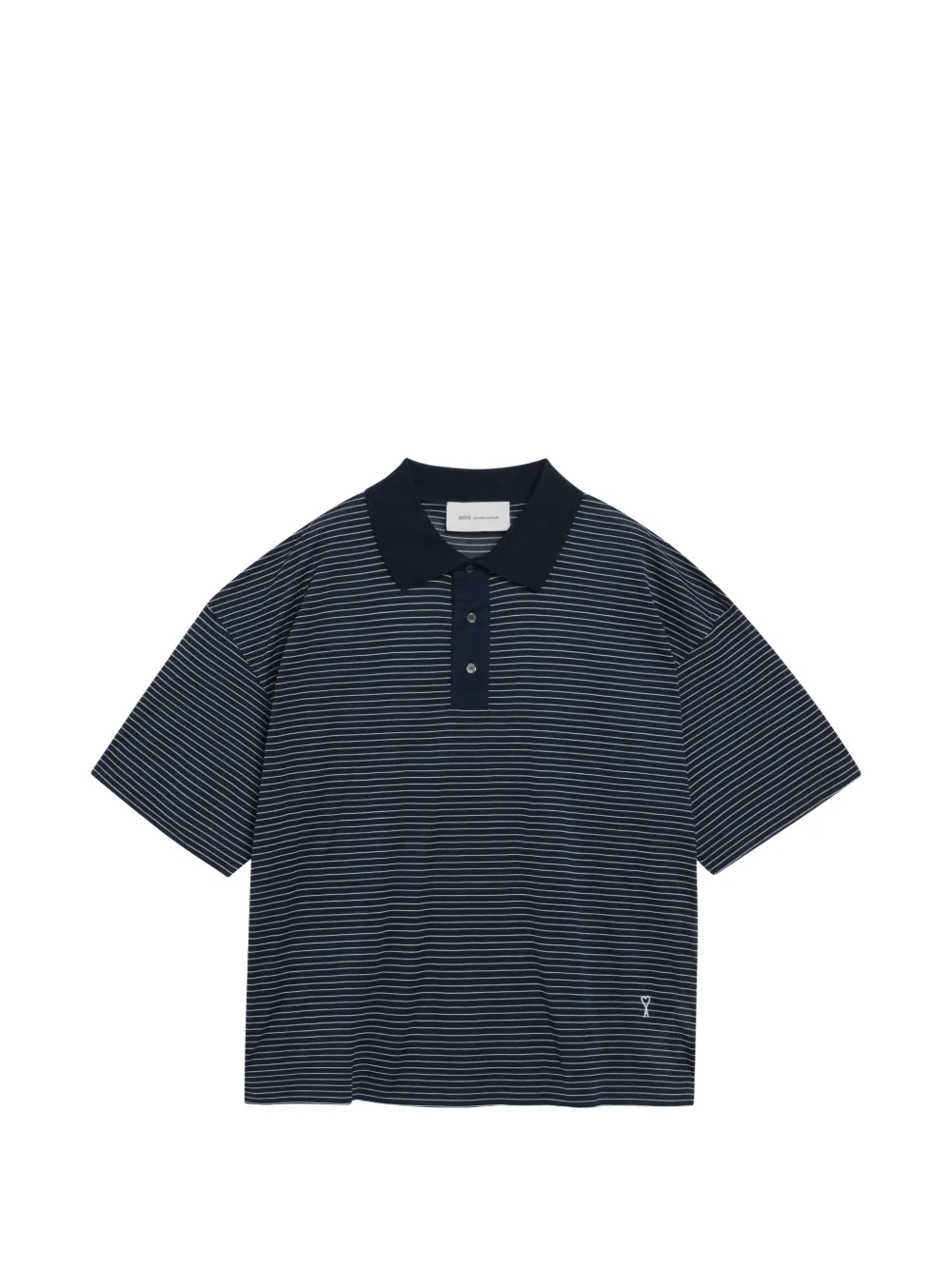 AMI Paris Ami De Coeur striped polo shirt - Blu