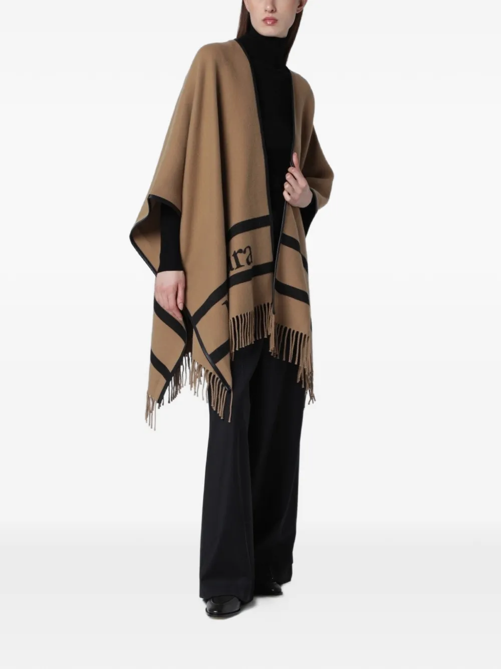  Max Mara Jacquard Wool Poncho - Brown 