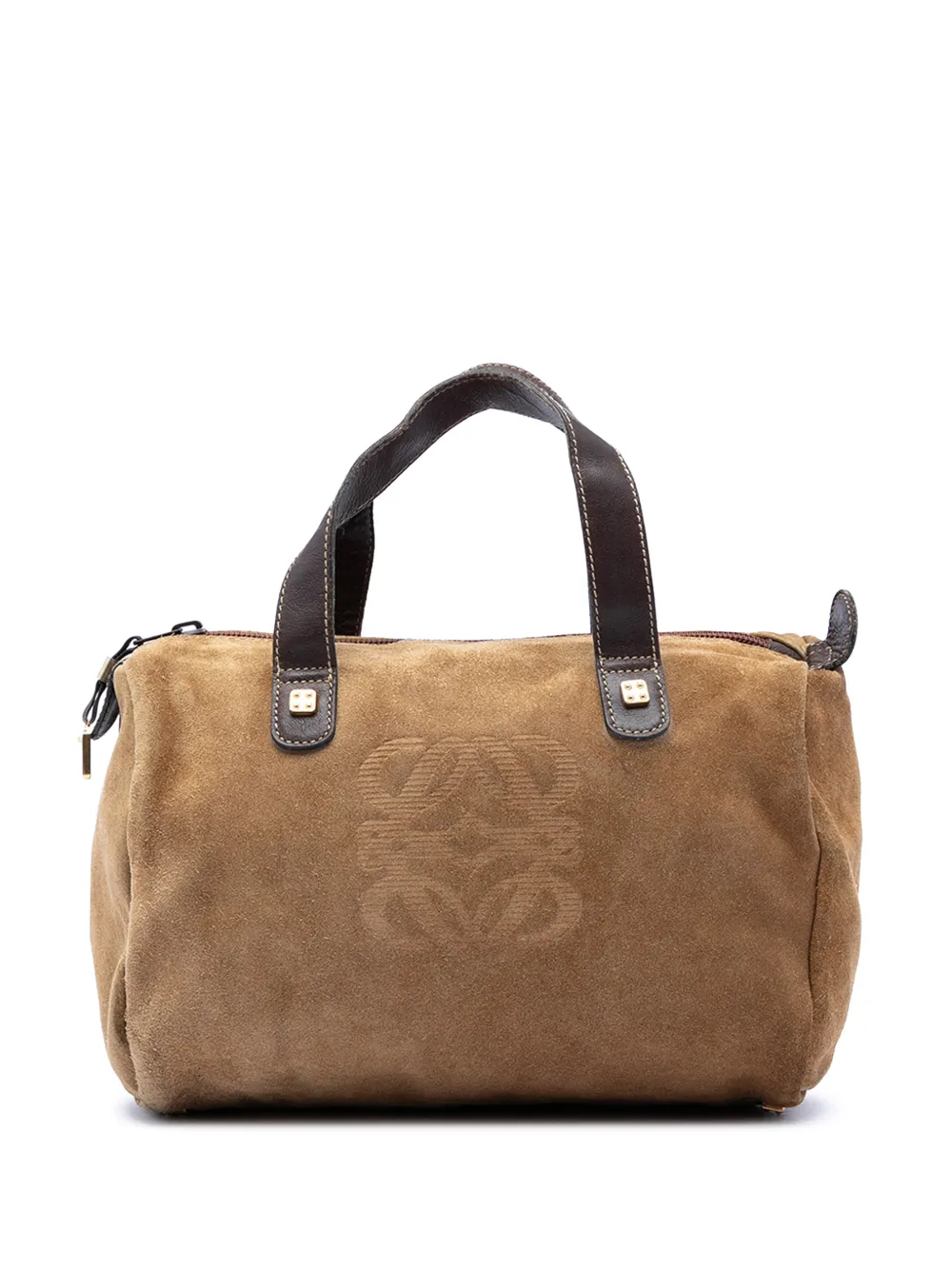 Loewe Pre-Owned 2010-2026 Suede Anagram boston bag - Marrone