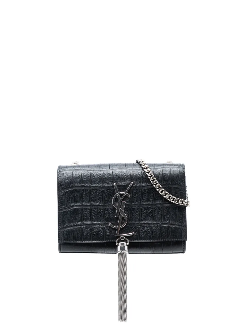 Saint Laurent Pre-Owned 2014 Small Croc Embossed Leather Monogram Kate Tassel crossbody bag - Schwarz