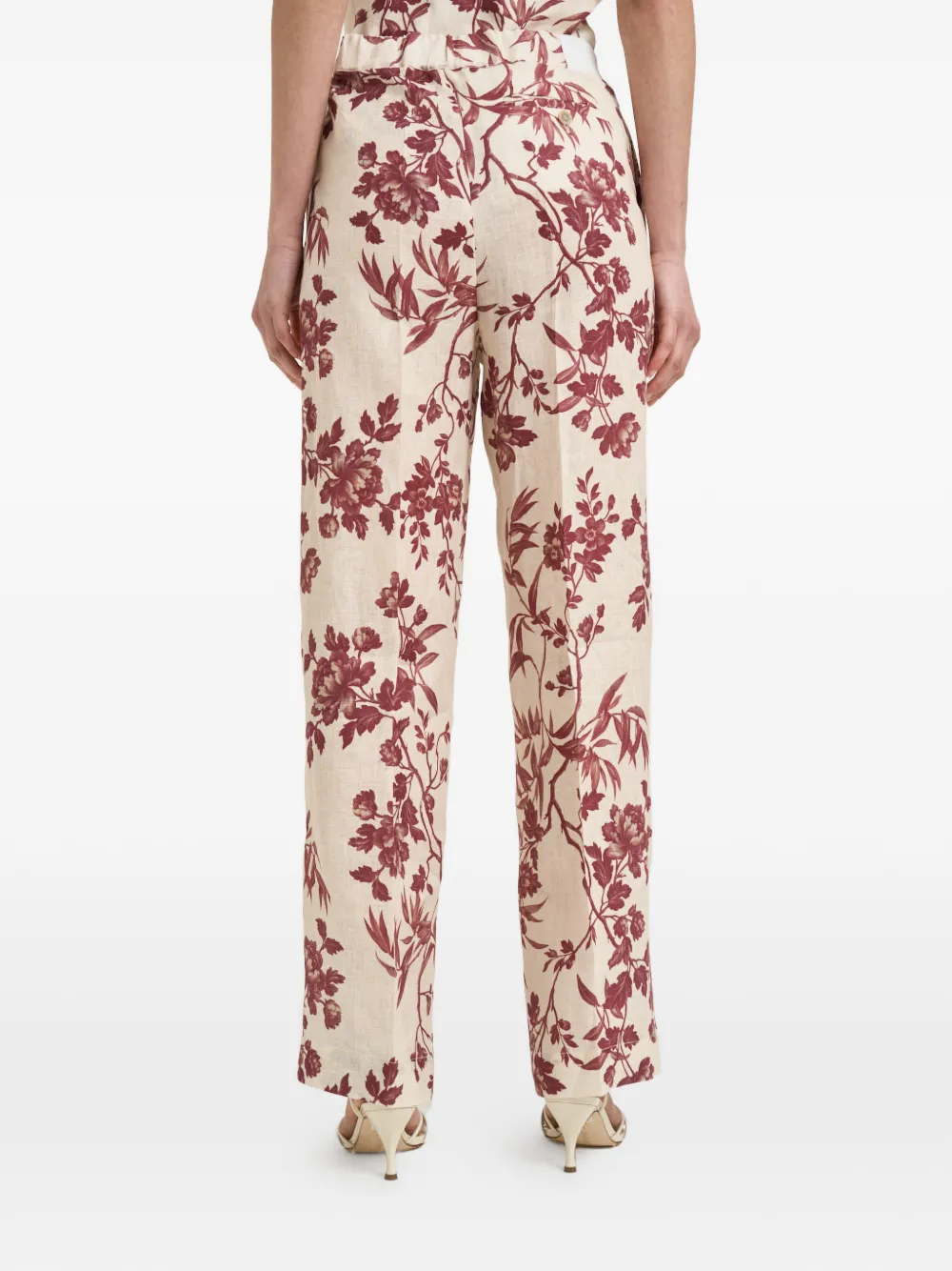 Semicouture Broek met bloemenprint Beige