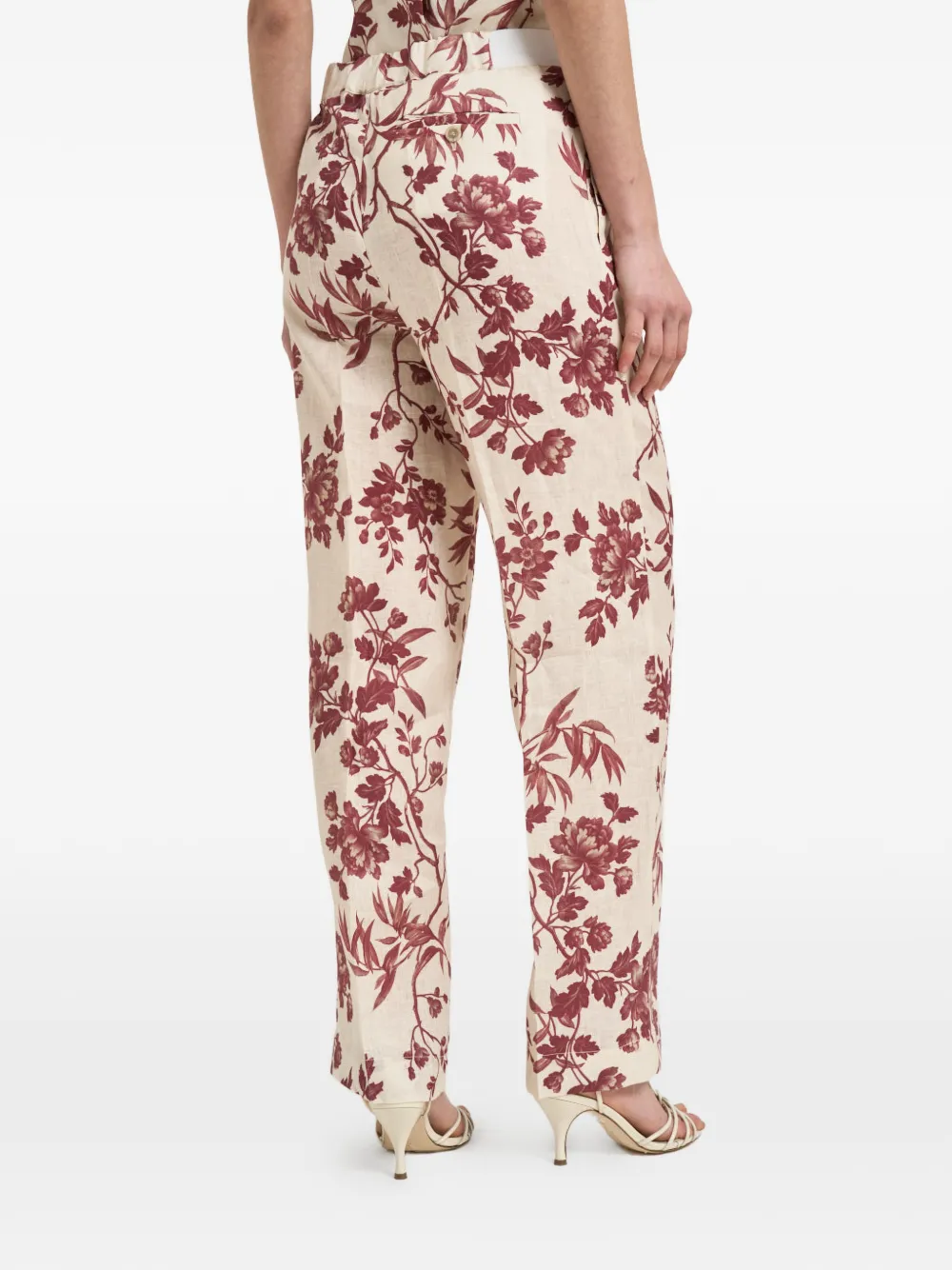 Semicouture Broek met bloemenprint Beige