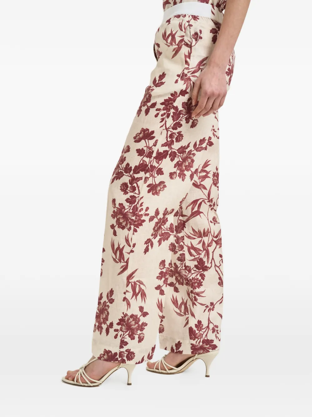 Semicouture Broek met bloemenprint Beige
