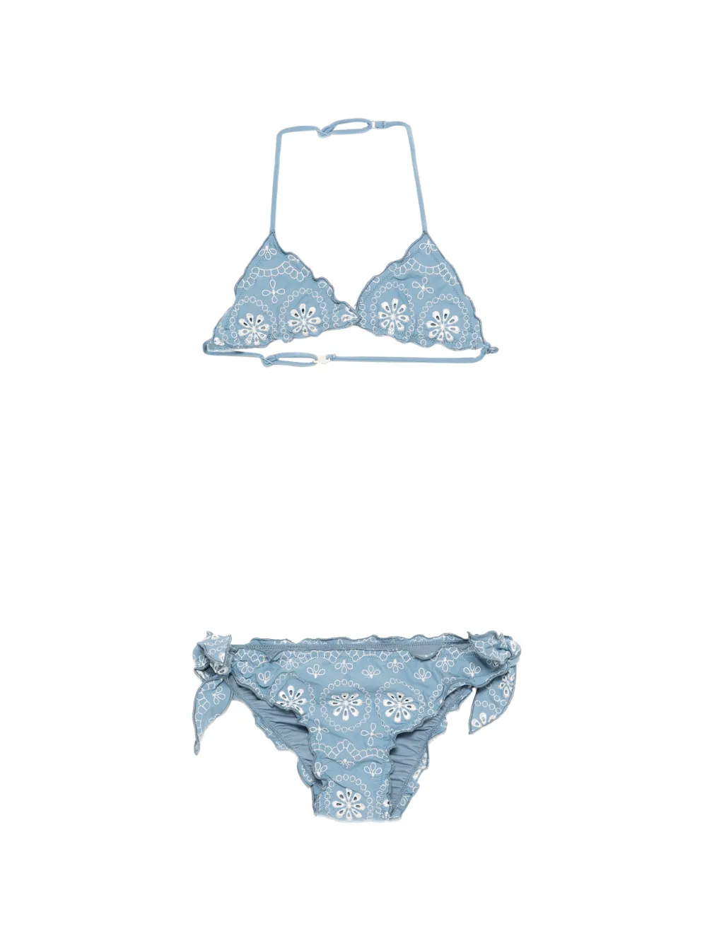 MC2 Saint Barth Kids Cris floral embroidered bikini set - Blu