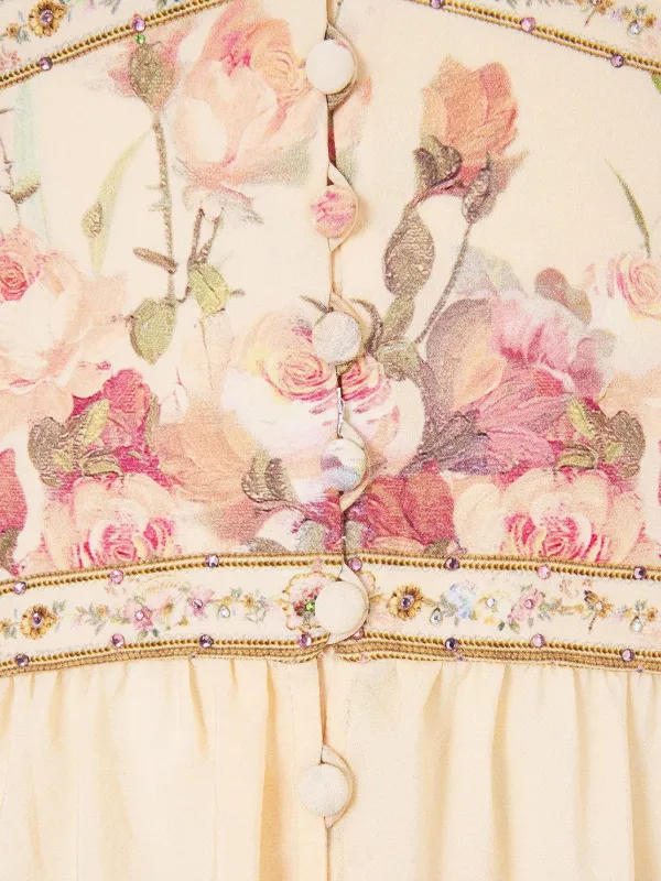 camilla floral mini dress Palatial Pastels Long Sleeve Buttoned Mini Dress