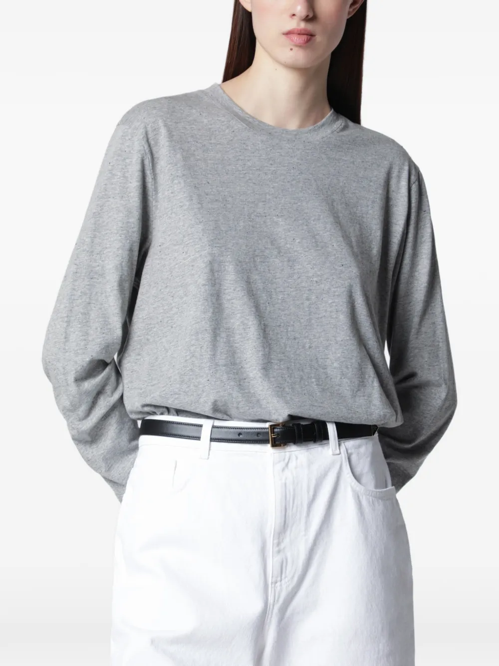 Róhe mélange-effect long-sleeve T-shirt - Grigio