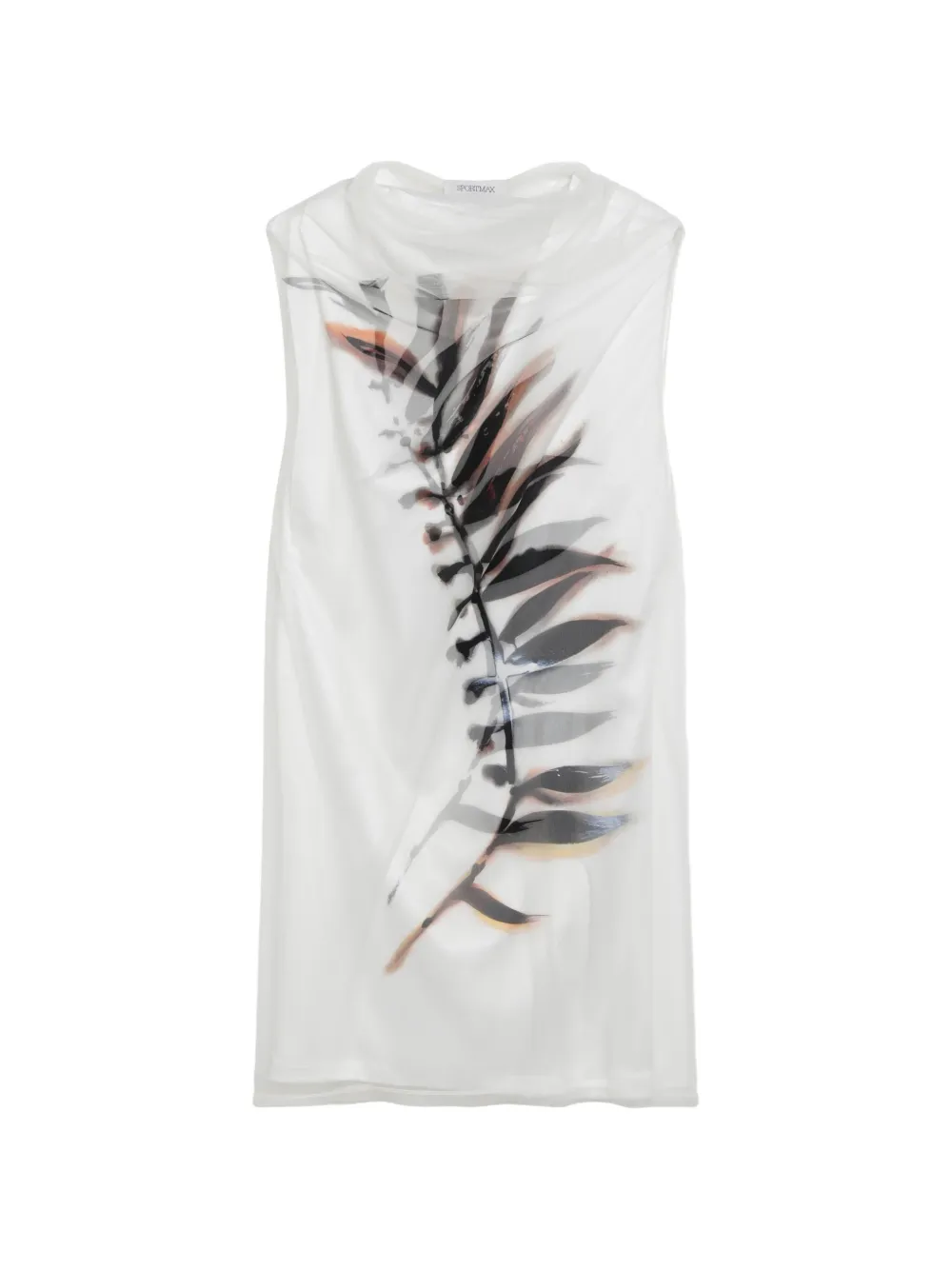 Sportmax Mela leaf-print sleeveless mini dress - Bianco