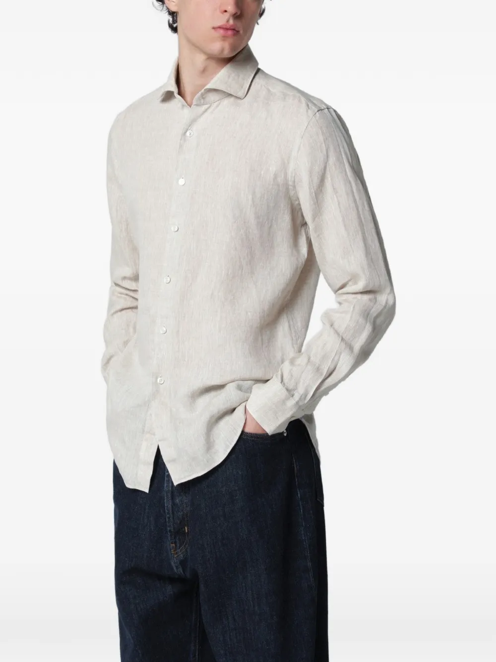 Xacus long-sleeved linen shirt - Toni neutri