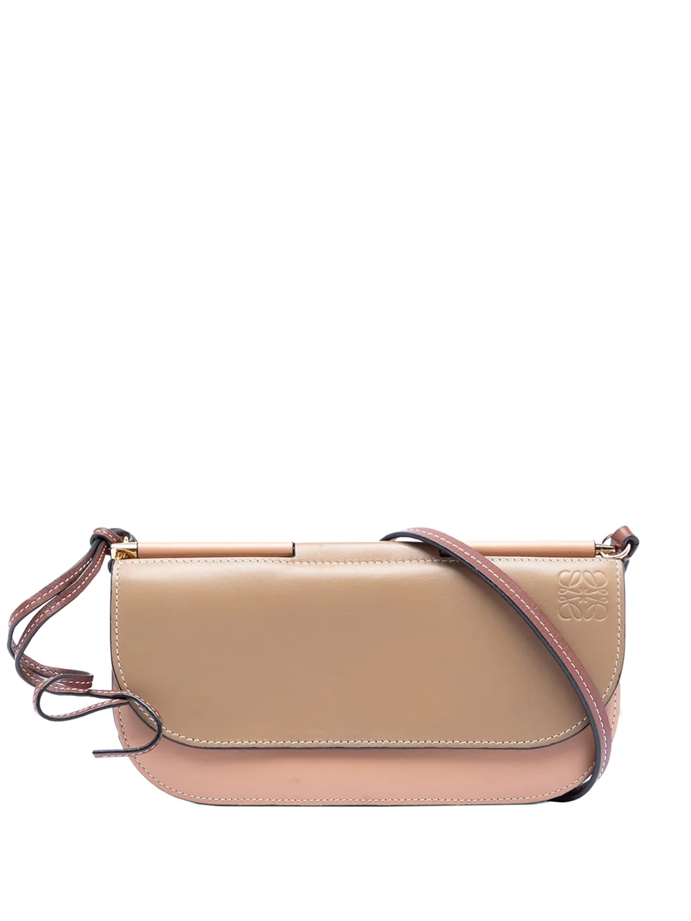 Loewe Pre-Owned 2018 Bicolor Leather Anagram Gate Pochette crossbody bag - Marrone