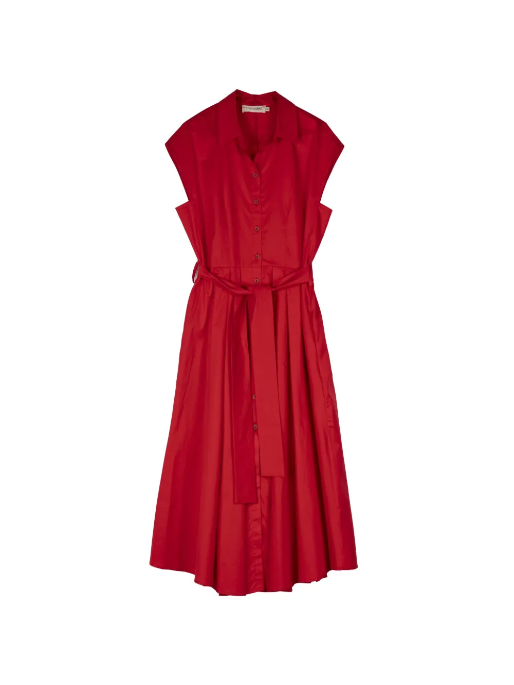 MOUTAKI belted button-up midi dress - Rosso