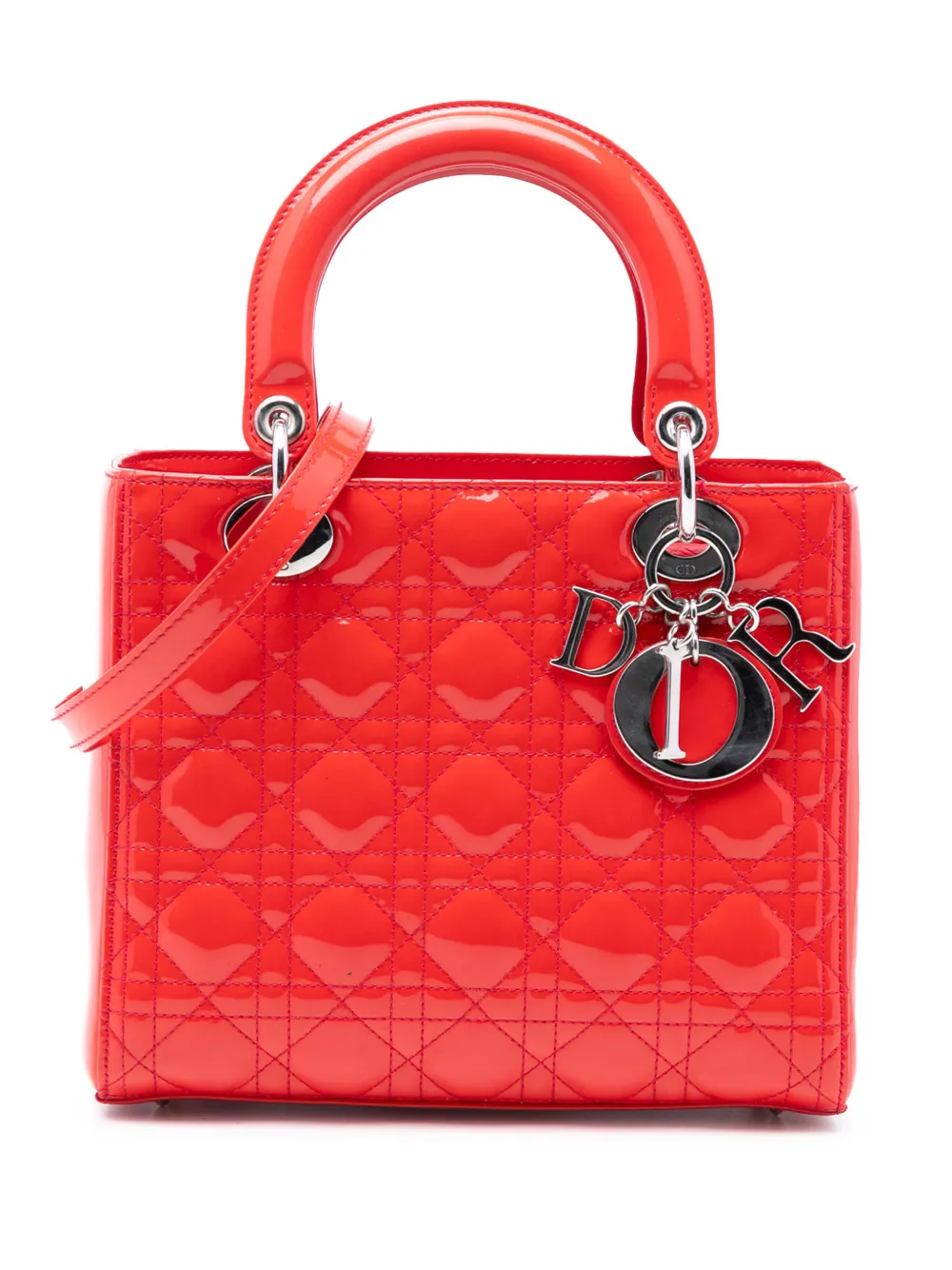Christian Dior Pre-Owned 2012 Medium Patent Cannage Lady Dior satchel - Arancione