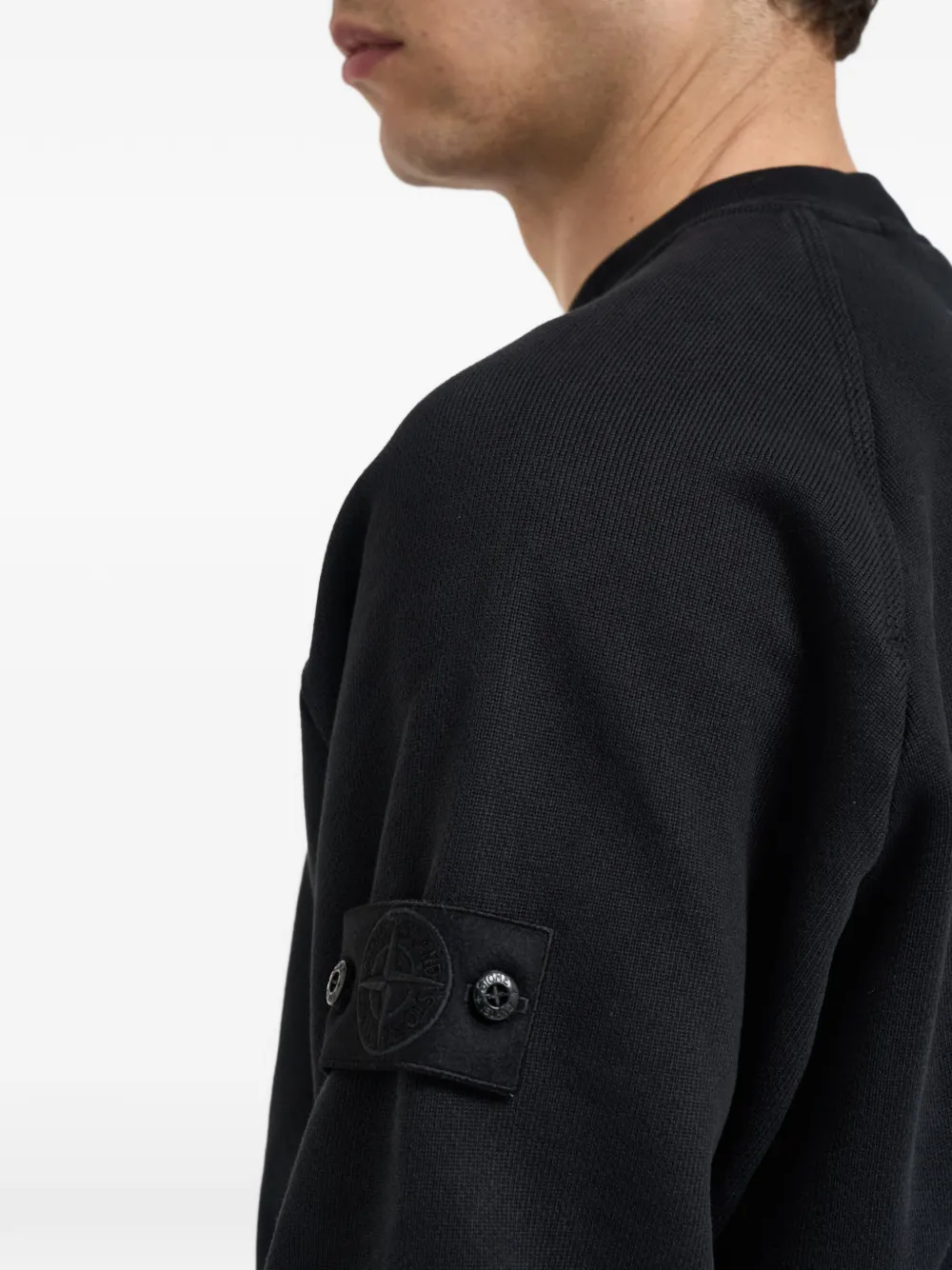 Stone Island Sweater met raglan mouwen en patch Zwart