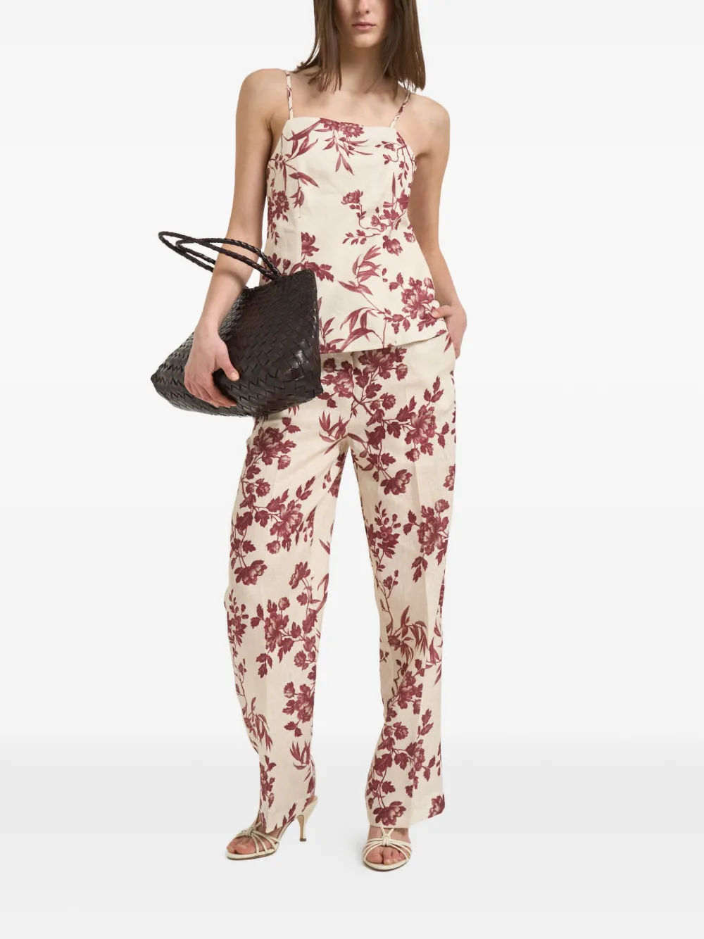 Semicouture Top met bloemenprint Beige