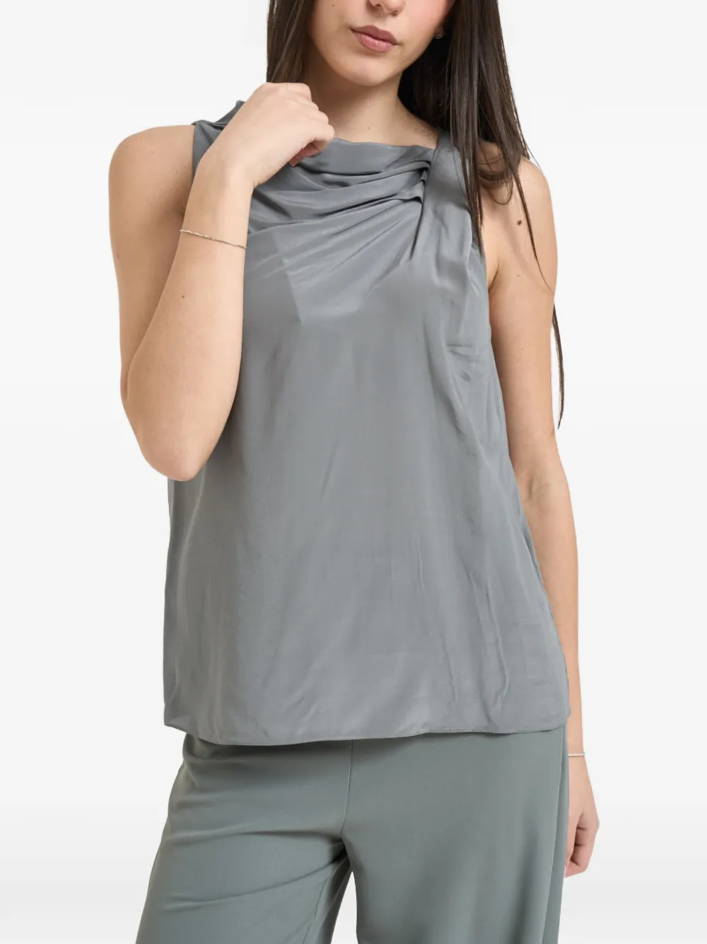 Patrizia Pepe draped-neck sleeveless top - Grigio