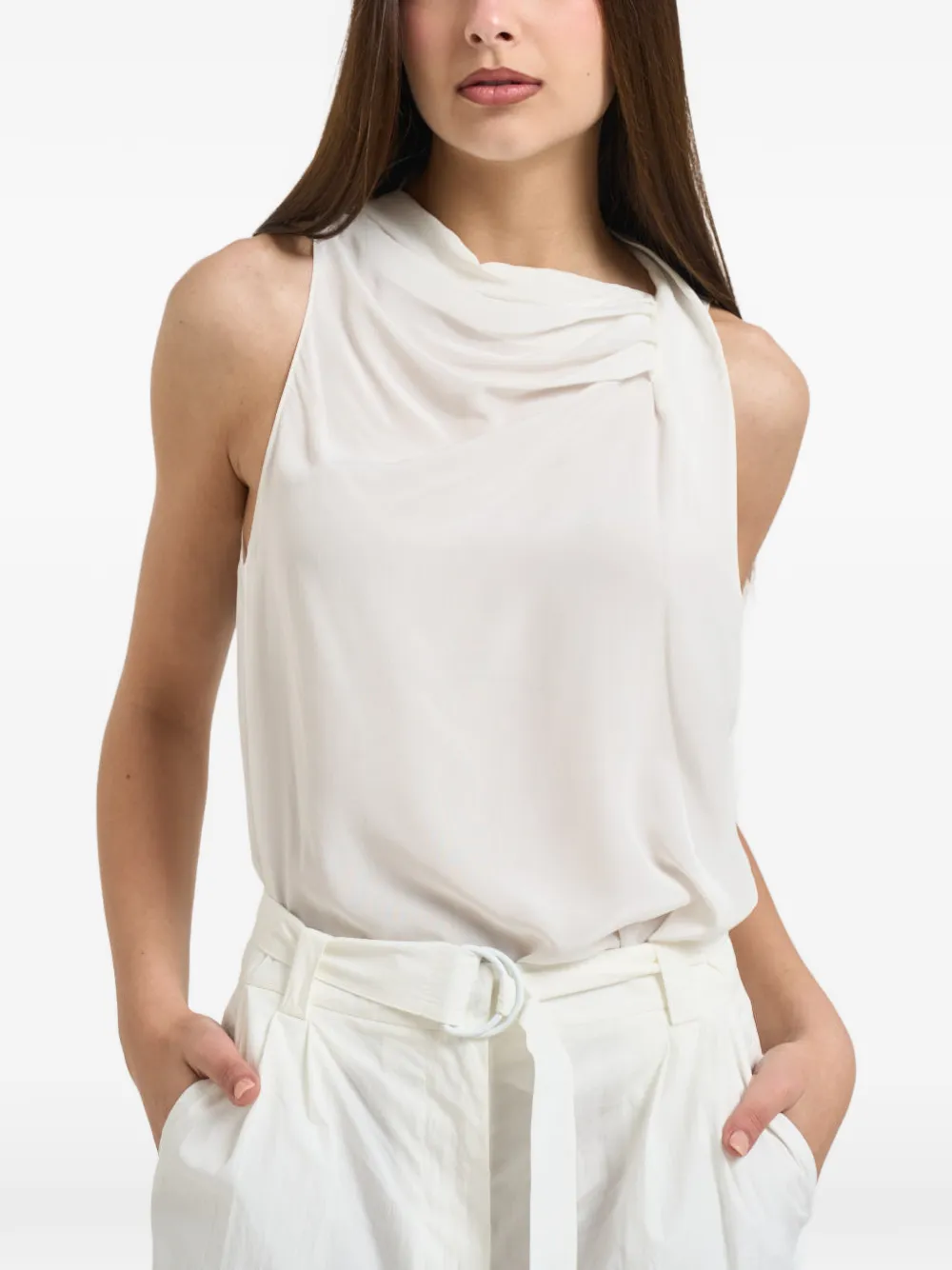 Patrizia Pepe draped sleeveless blouse - Bianco