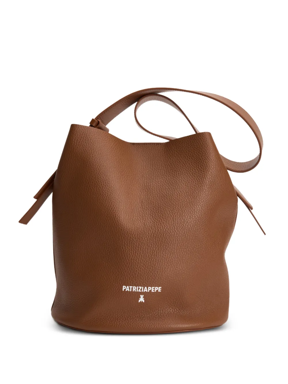 Patrizia Pepe logo-print pebbled shoulder bag - Marrone