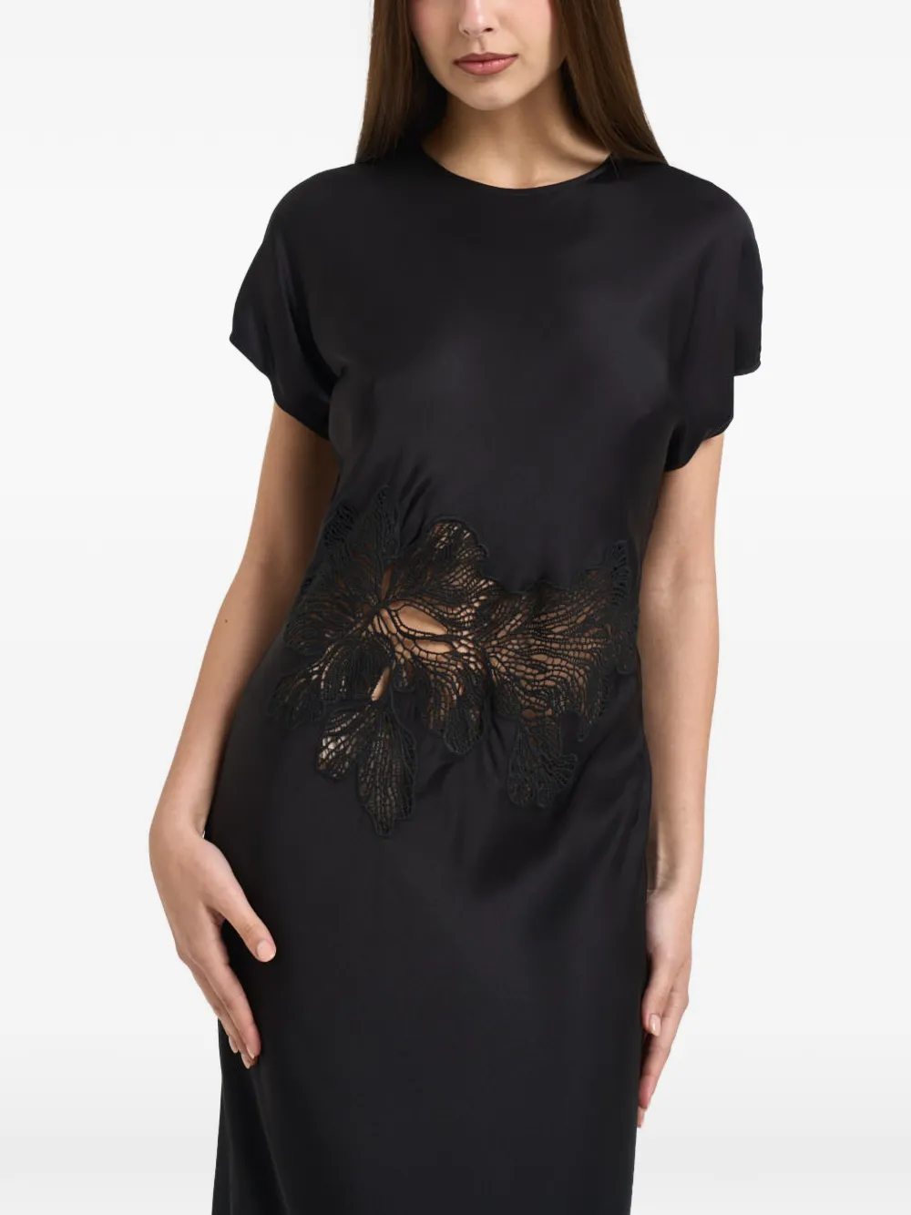 Patrizia Pepe lace-detail midi dress - Schwarz