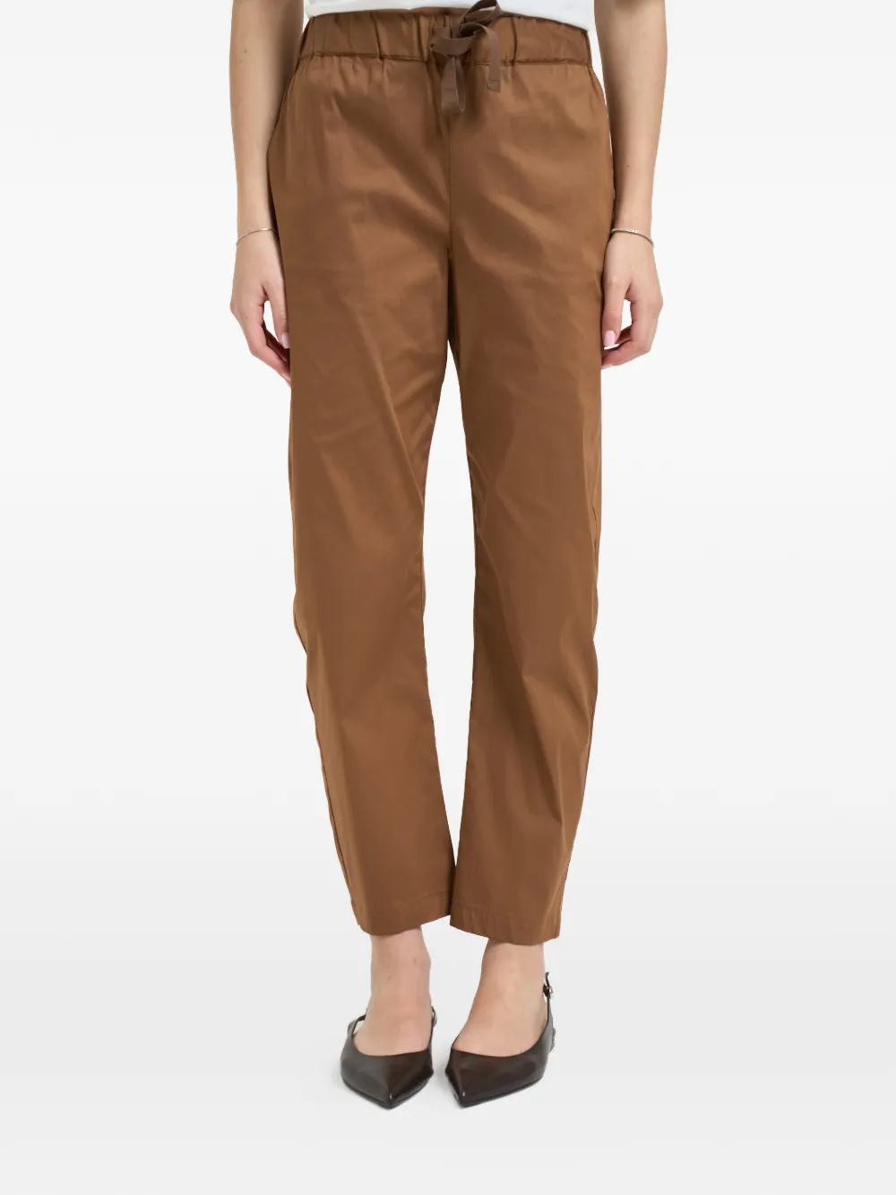 Semicouture drawstring-waist cropped trousers - Marrone