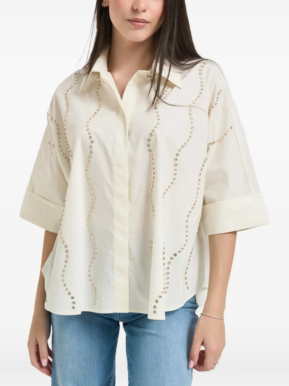 LIU JO crystal-embellished shirt - Gelb