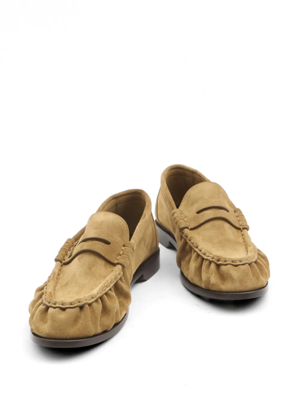 Saint Laurent Gesmockte Cassandre loafers Beige