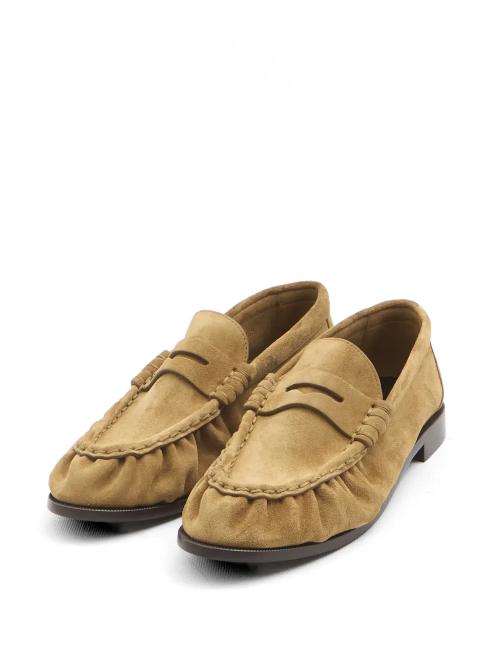 Saint Laurent Gesmockte Cassandre loafers Beige