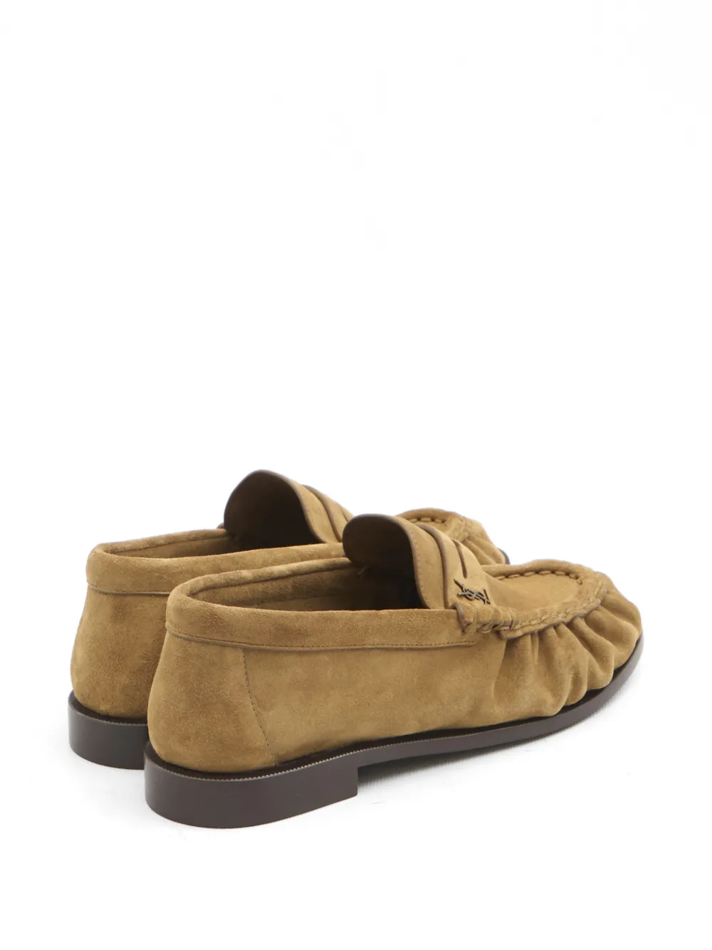 Saint Laurent Gesmockte Cassandre loafers Beige