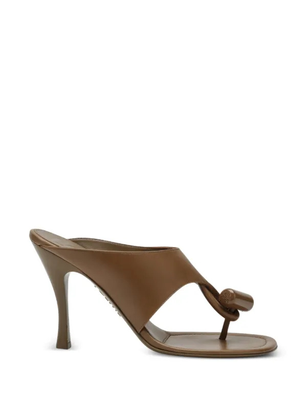 Loewe Toggle Sandals in Shiny Smooth Calfskin in Brown