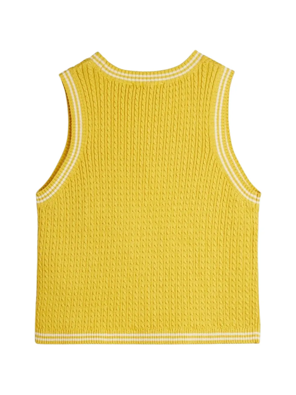 Mini Rodini Kabelgebreide tanktop met borduurwerk Geel