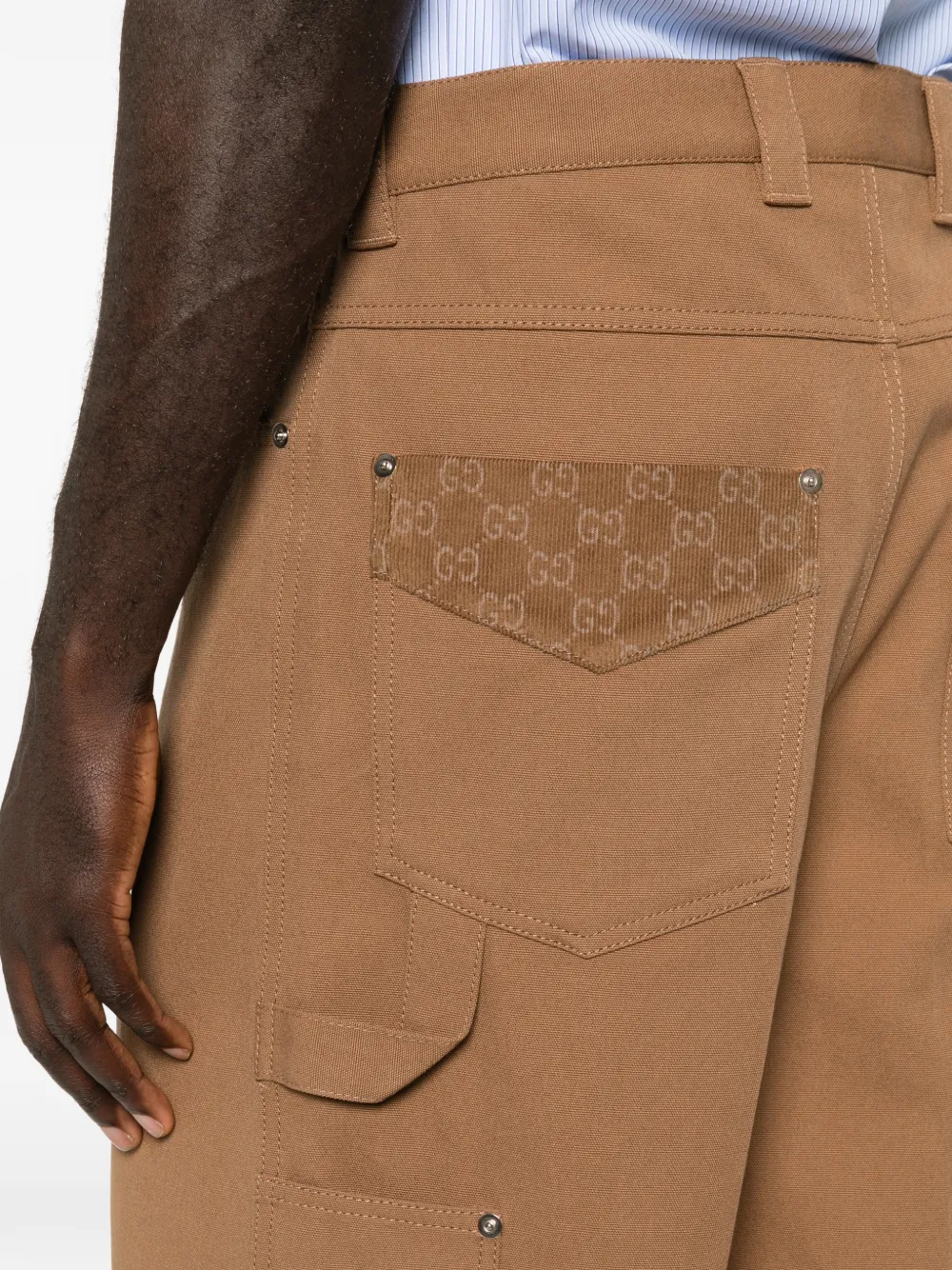 Gucci Shorts met meerdere zakken en GG-patroon Bruin