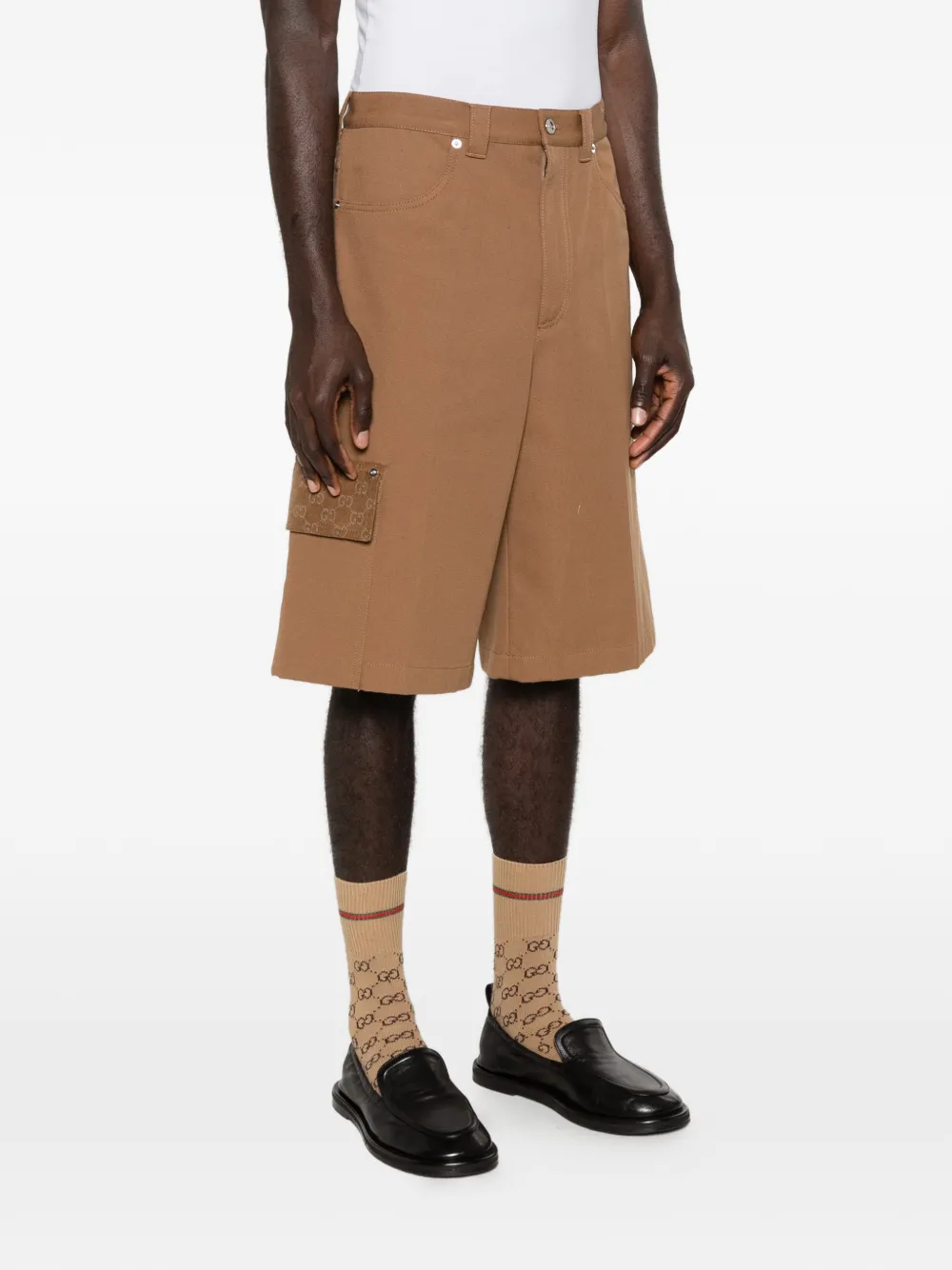Gucci Shorts met meerdere zakken en GG-patroon Bruin