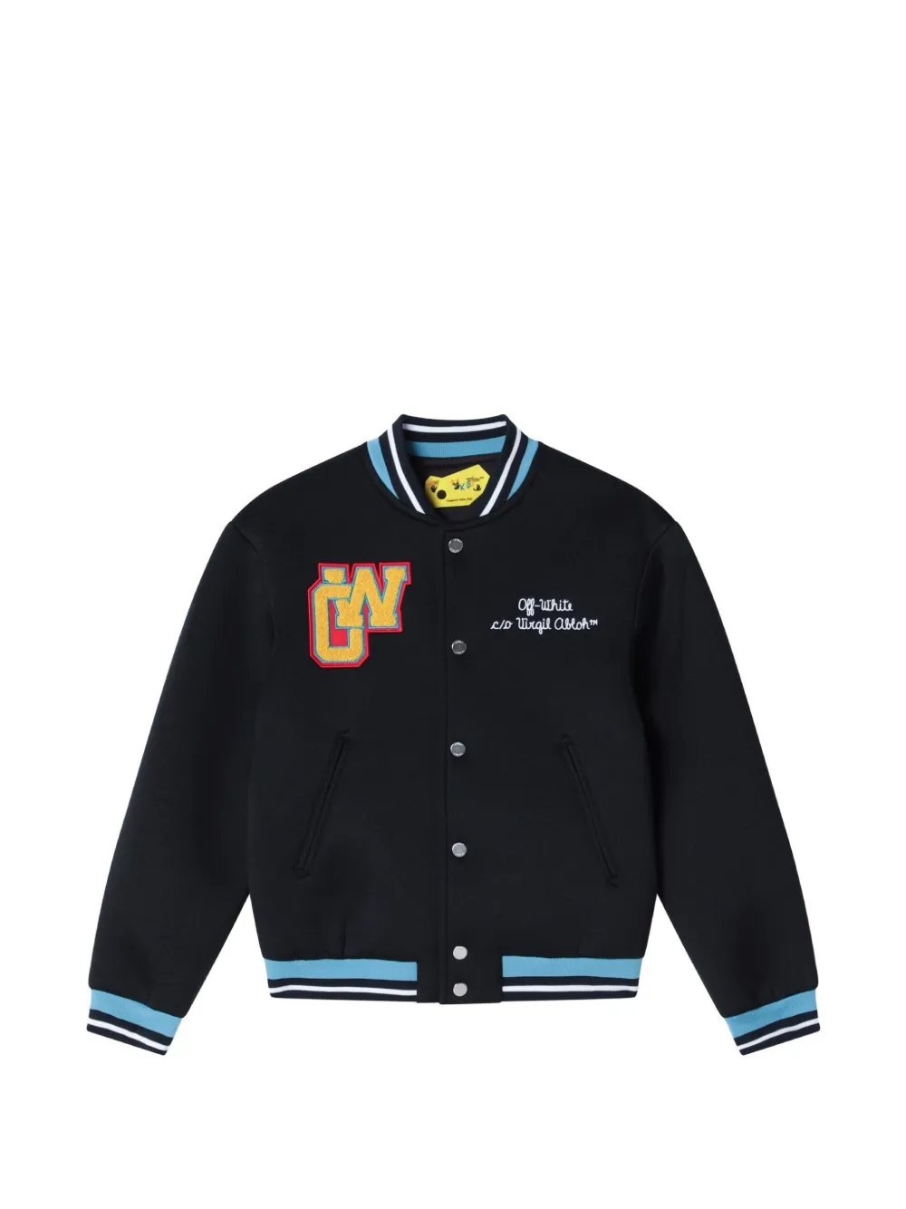 Off-White Kids patch varsity bomber jacket - Nero