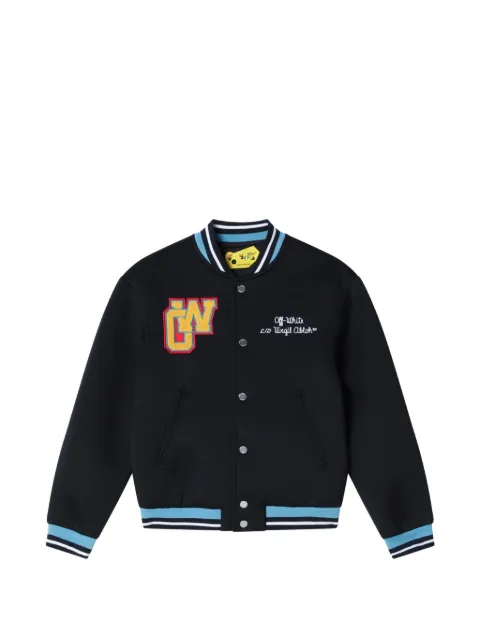 Off-White Kids patch varsity bomber jacket