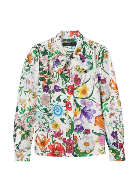 Gucci Camisa com estampa floral e laço