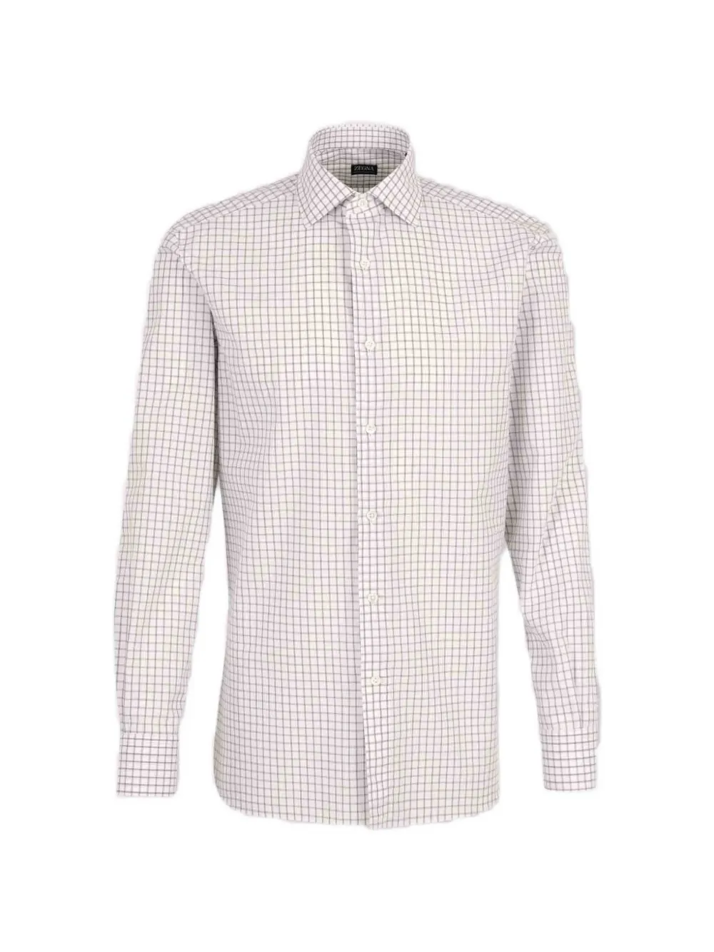 Zegna check-pattern long-sleeve shirt - Weiß