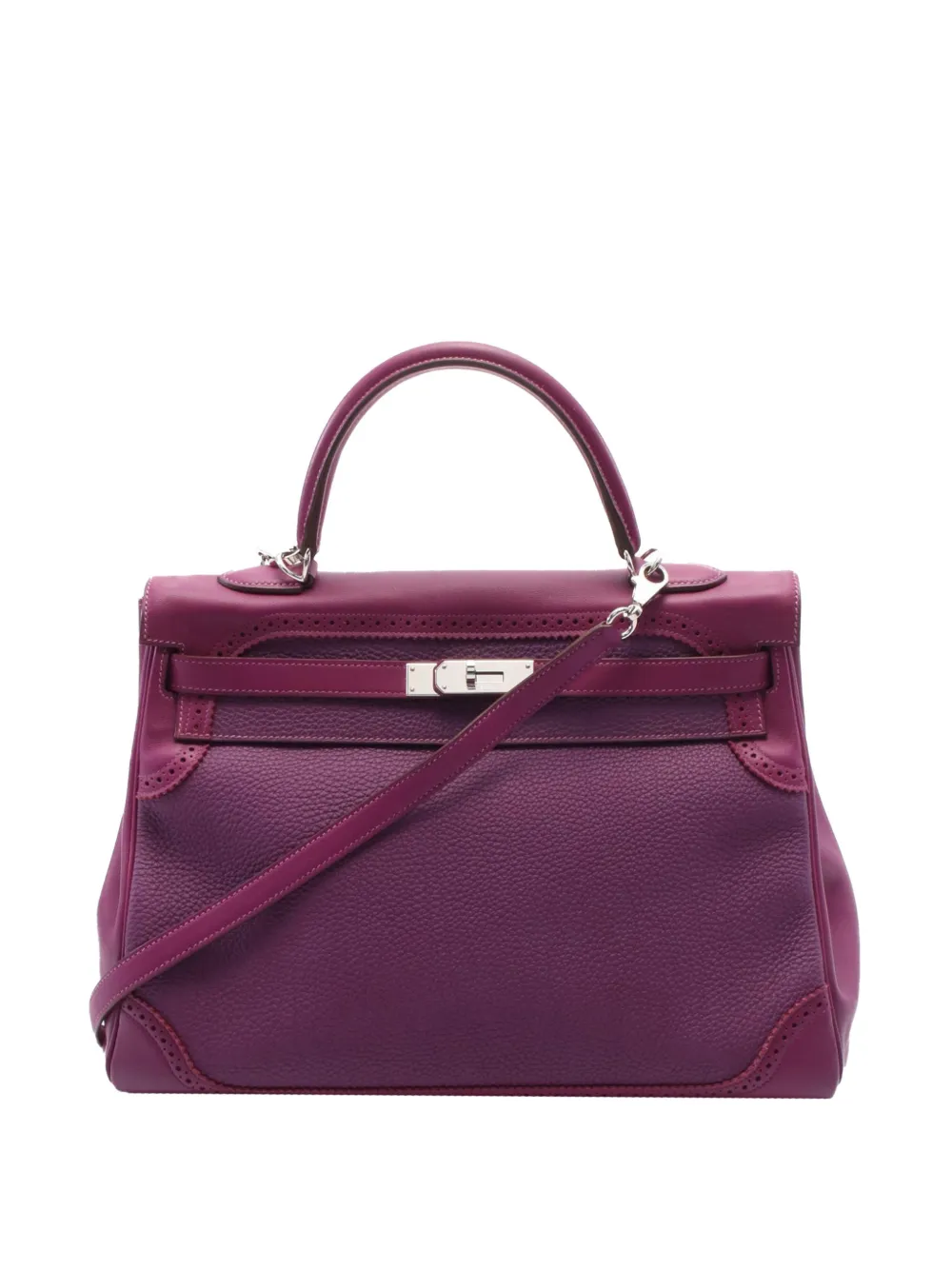 Hermès Pre-Owned 1962 Togo and Swift Ghillies Kelly II Retourne 35 handbag - Viola