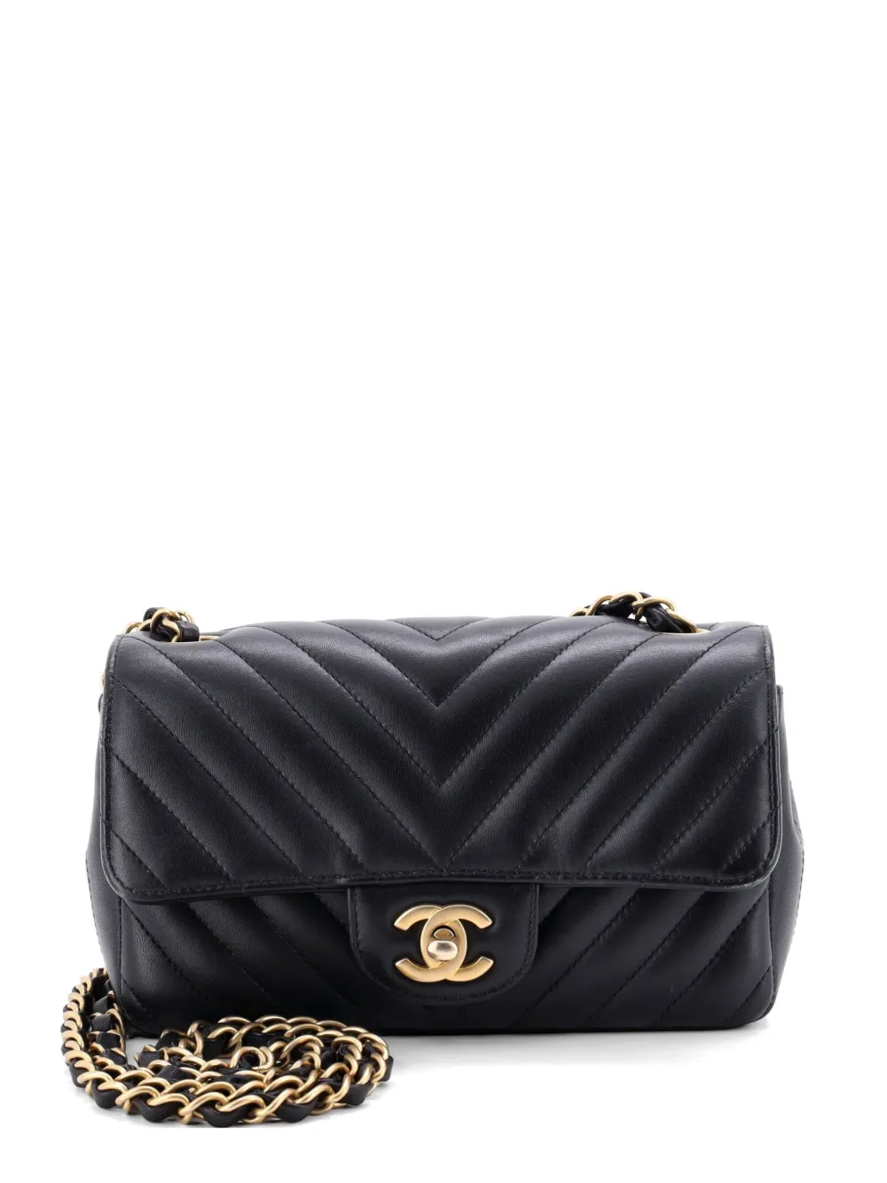 CHANEL Pre-Owned Classic Single Flap Bag Chevron Lambskin Mini shoulder bag - Nero