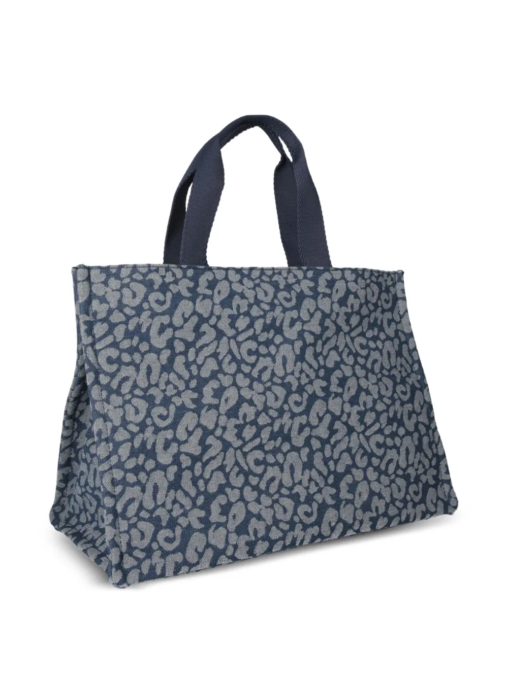 LIU JO Grote denim shopper met dieren-print Blauw