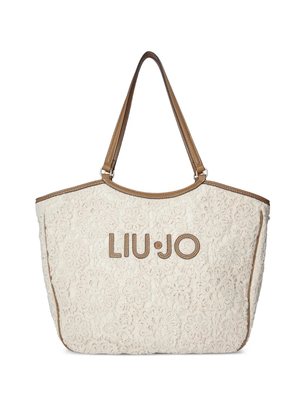 LIU JO large lace-detail tote bag - Toni neutri