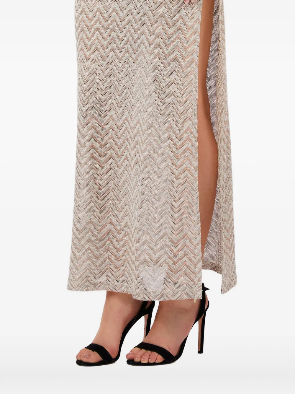 LIU JO Gebreide maxi-jurk met chevron-streep Beige