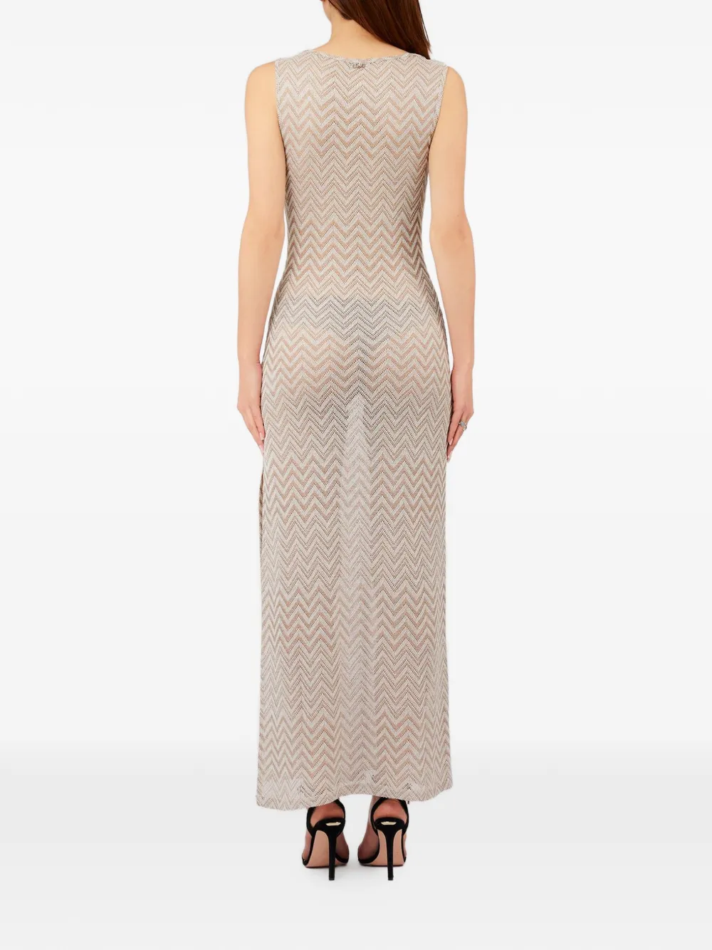 LIU JO Gebreide maxi-jurk met chevron-streep Beige