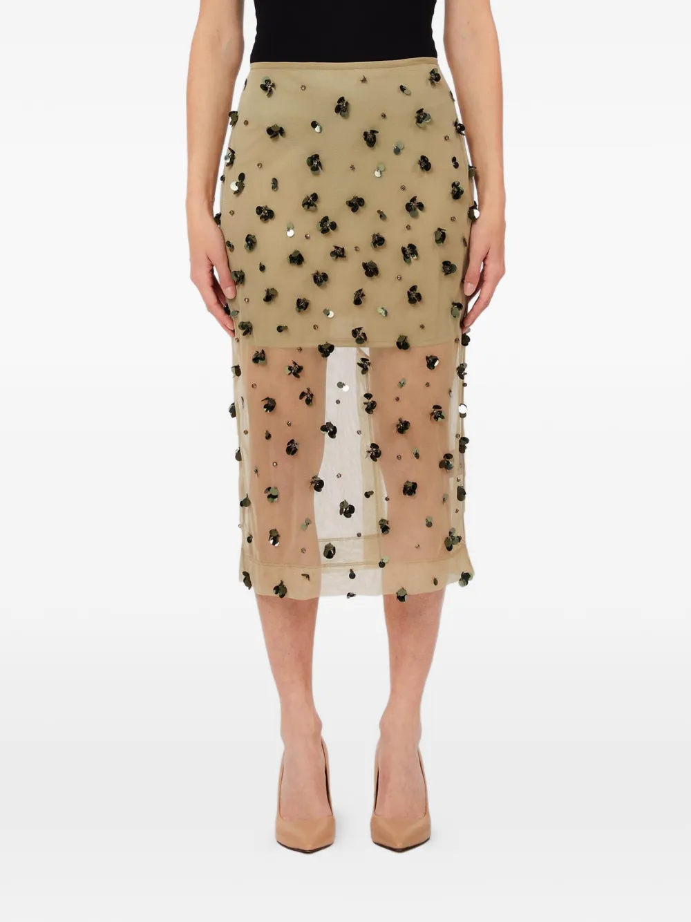LIU JO floral embellished midi skirt - Toni neutri